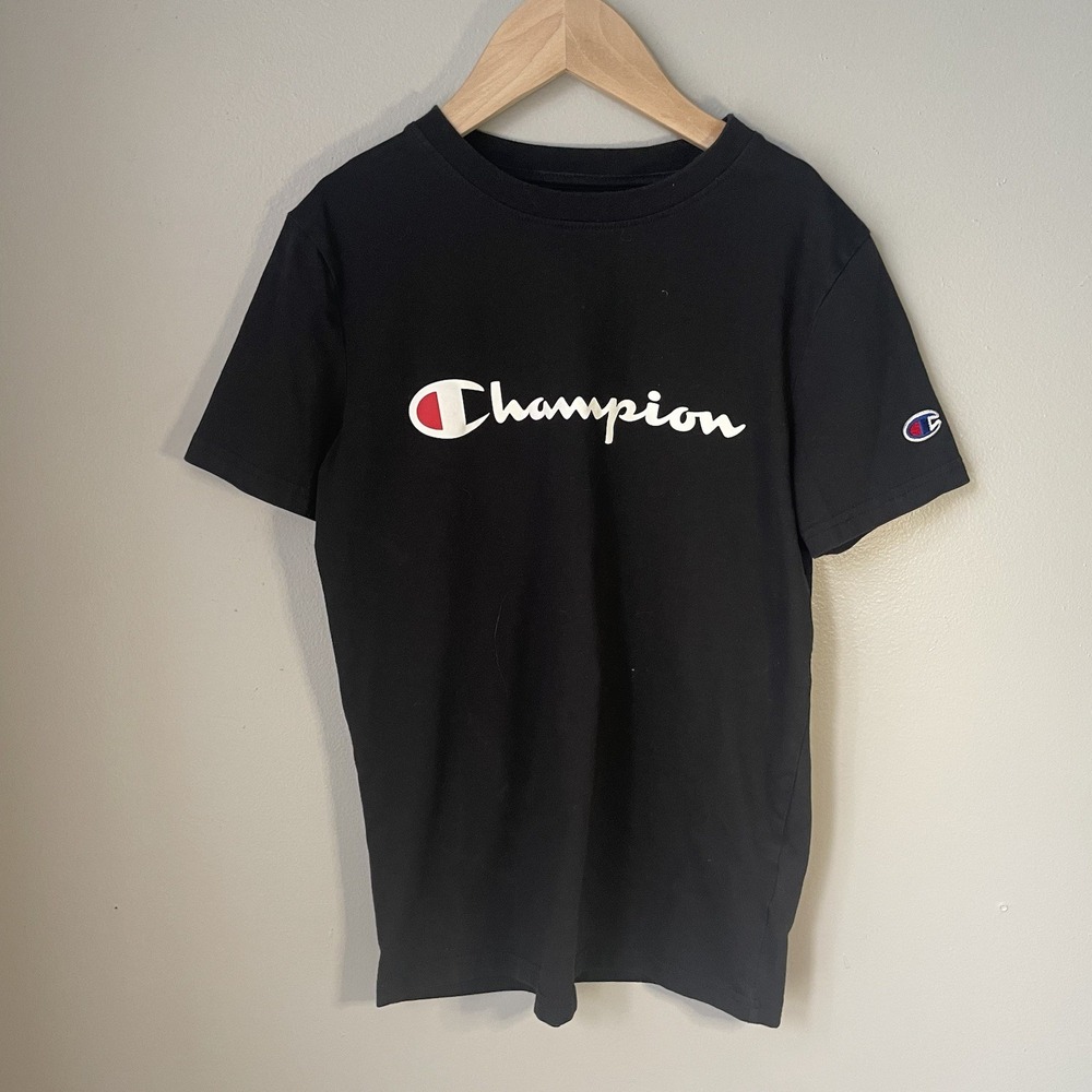 Champion Short Sleeve Shirt Youth Size Large Unisex Black